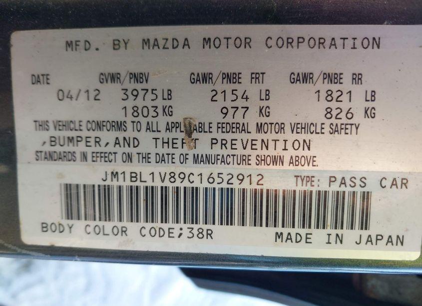 Photo 9 of 2012 Mazda Mazda3 (VIN JM1BL1V89C1652912)