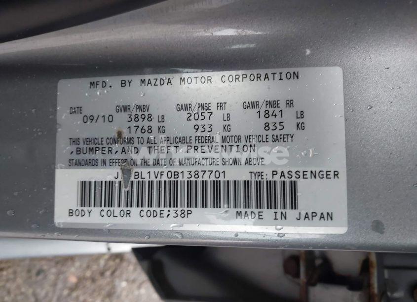 Photo 9 of 2011 Mazda Mazda3 I TOURING (VIN JM1BL1VF0B1387701)