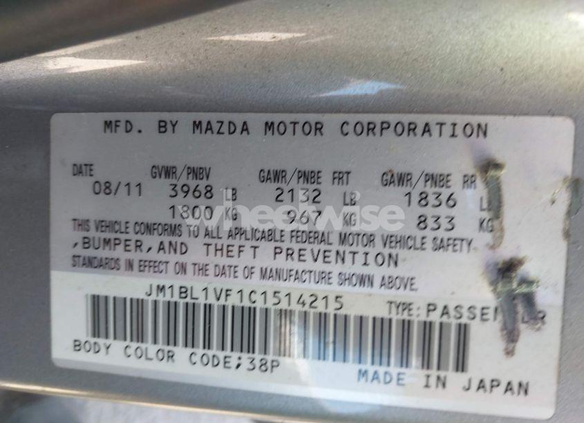 Photo 9 of 2012 Mazda Mazda3 I TOURING (VIN JM1BL1VF1C1514215)