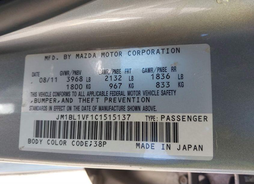 Photo 9 of 2012 Mazda Mazda3 I TOURING (VIN JM1BL1VF1C1515137)