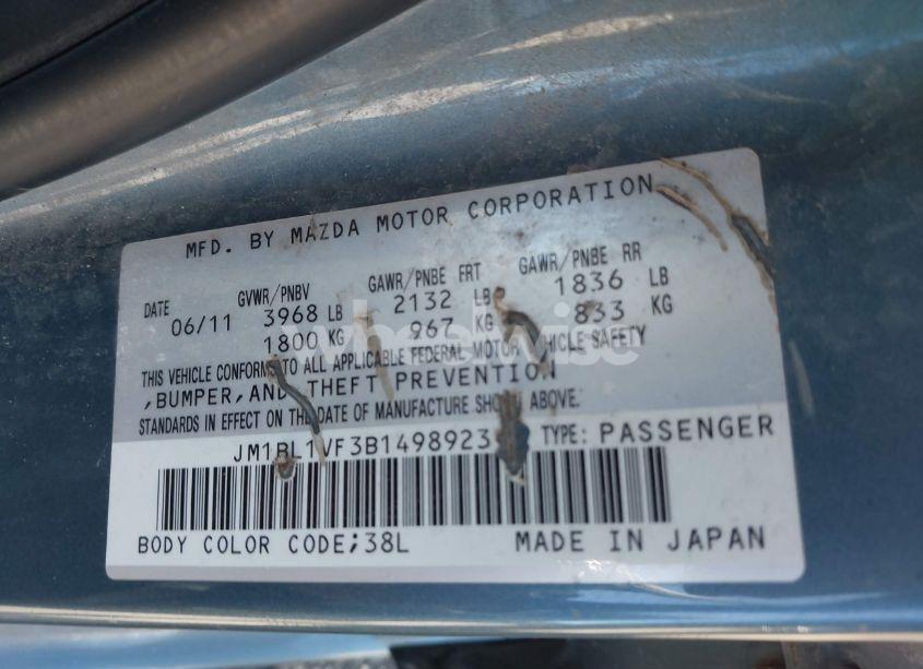 Photo 9 of 2011 Mazda Mazda3 I TOURING (VIN JM1BL1VF3B1498923)