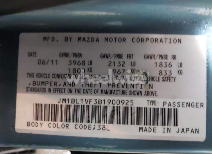 Photo 9 of 2011 Mazda Mazda3 I TOURING (VIN JM1BL1VF3B1900925)