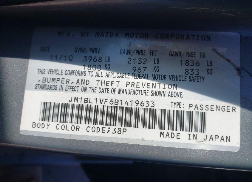 Photo 9 of 2011 Mazda Mazda3 I TOURING (VIN JM1BL1VF6B1419633)