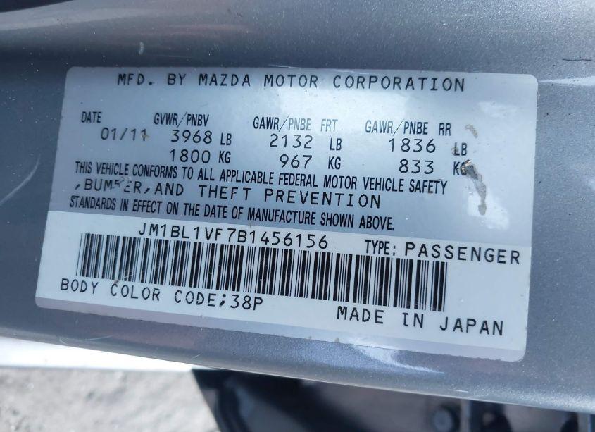 Photo 9 of 2011 Mazda Mazda3 I TOURING (VIN JM1BL1VF7B1456156)