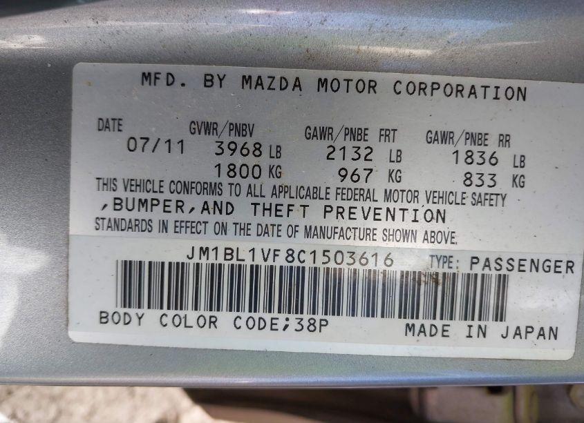 Photo 9 of 2012 Mazda Mazda3 I TOURING (VIN JM1BL1VF8C1503616)