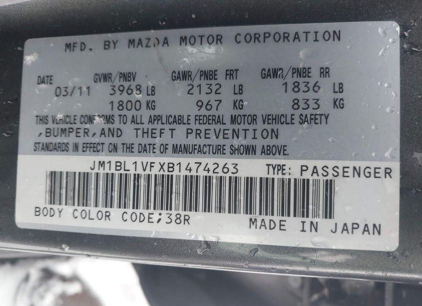 Photo 9 of 2011 Mazda Mazda3 I TOURING (VIN JM1BL1VFXB1474263)