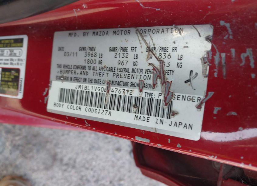 Photo 9 of 2011 Mazda Mazda3 I TOURING (VIN JM1BL1VG0B1476712)