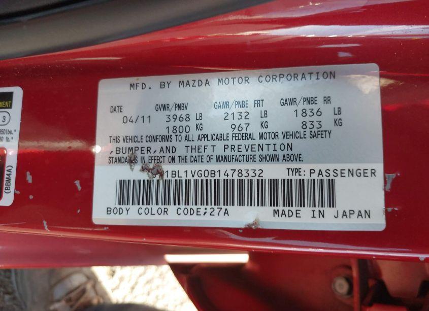 Photo 9 of 2011 Mazda Mazda3 I TOURING (VIN JM1BL1VG0B1478332)