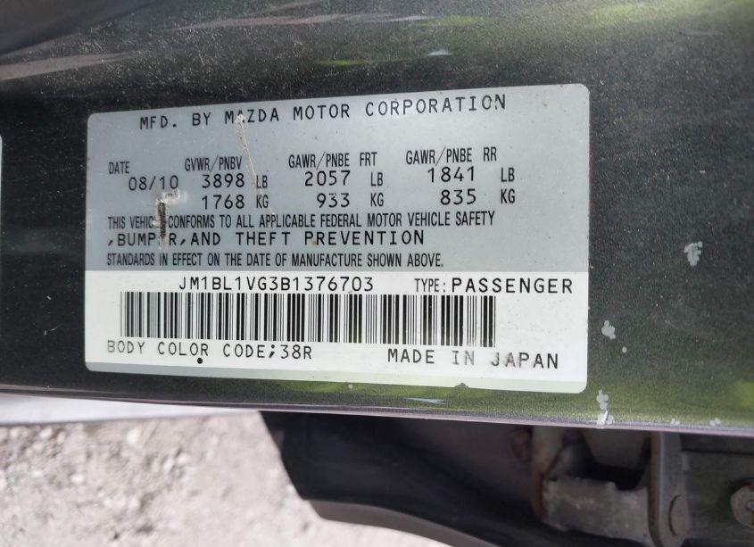 Photo 9 of 2011 Mazda Mazda3 I TOURING (VIN JM1BL1VG3B1376703)