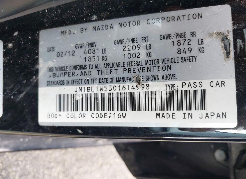 Photo 9 of 2012 Mazda Mazda3 (VIN JM1BL1W53C1614998)