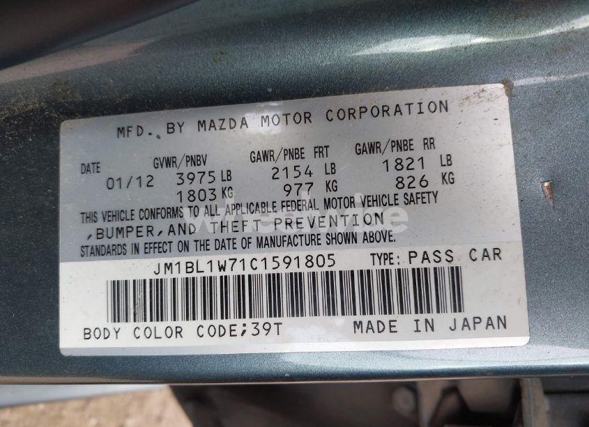 Photo 9 of 2012 Mazda Mazda3 I GRAND TOURING (VIN JM1BL1W71C1591805)