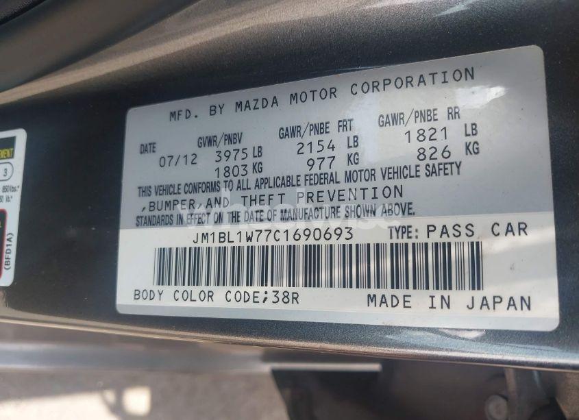 Photo 9 of 2012 Mazda Mazda3 I GRAND TOURING (VIN JM1BL1W77C1690693)