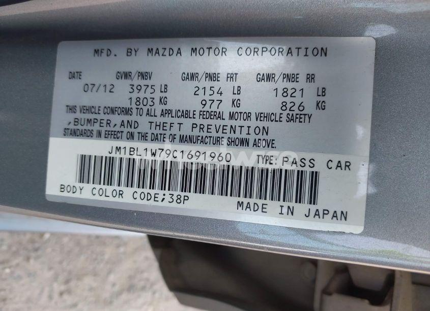 Photo 9 of 2012 Mazda Mazda3 I GRAND TOURING (VIN JM1BL1W79C1691960)