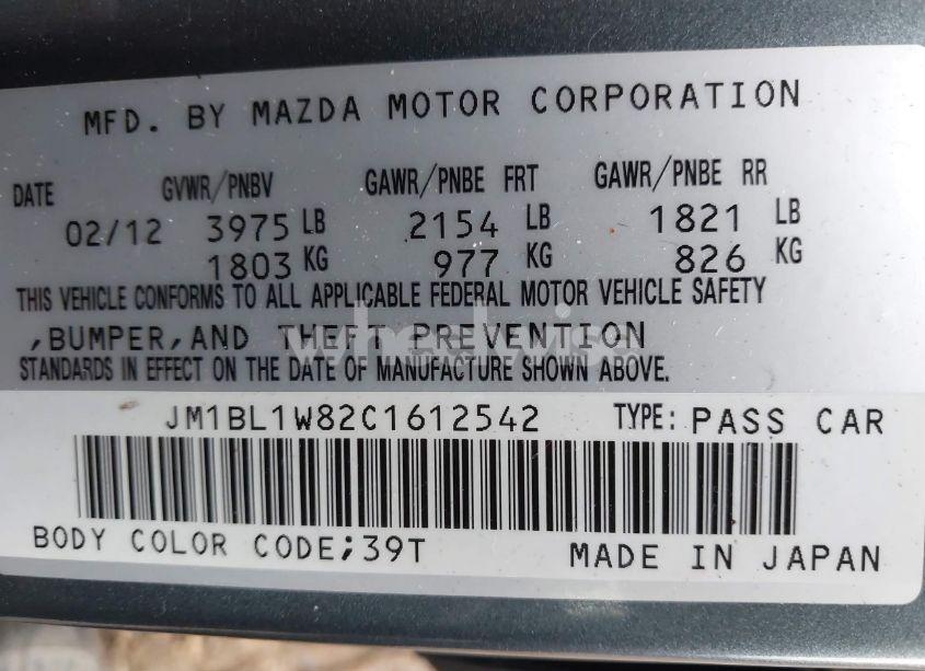 Photo 9 of 2012 Mazda Mazda3 I GRAND TOURING (VIN JM1BL1W82C1612542)