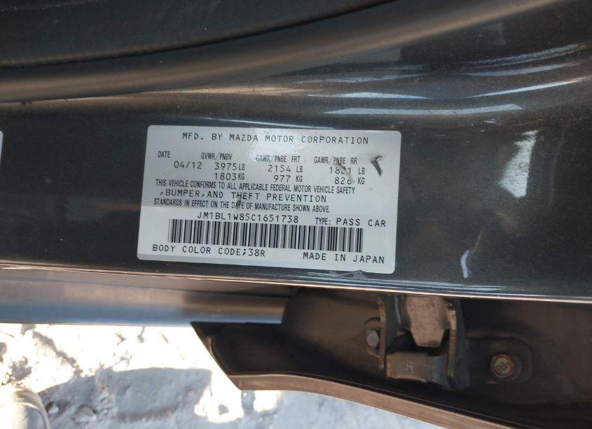 Photo 9 of 2012 Mazda Mazda3 I GRAND TOURING (VIN JM1BL1W85C1651738)