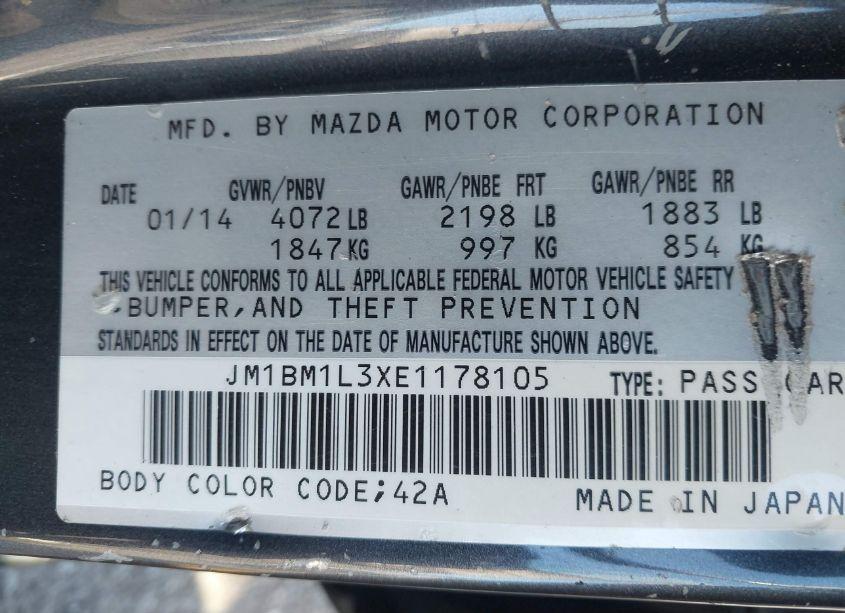 Photo 9 of 2014 Mazda Mazda3 S TOURING (VIN JM1BM1L3XE1178105)