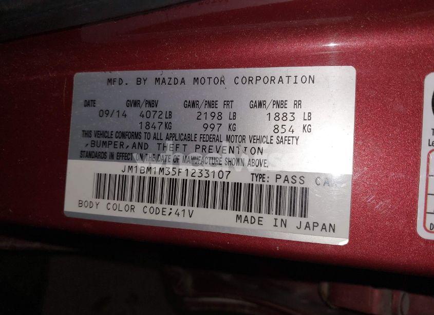 Photo 9 of 2015 Mazda Mazda3 S GRAND TOURING (VIN JM1BM1M35F1233107)