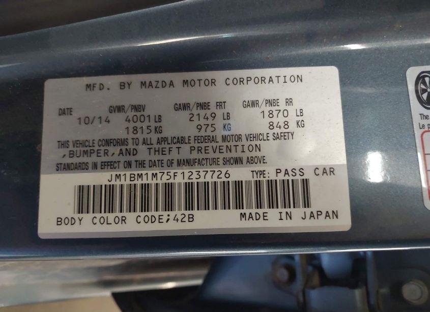 Photo 9 of 2015 Mazda Mazda3 I GRAND TOURING (VIN JM1BM1M75F1237726)