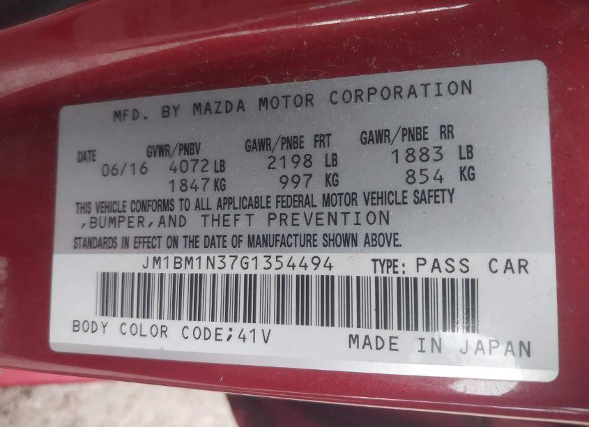 Photo 9 of 2016 Mazda Mazda3 S GRAND TOURING (VIN JM1BM1N37G1354494)