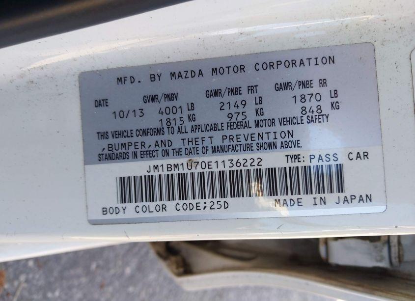 Photo 9 of 2014 Mazda Mazda3 I SPORT (VIN JM1BM1U70E1136222)