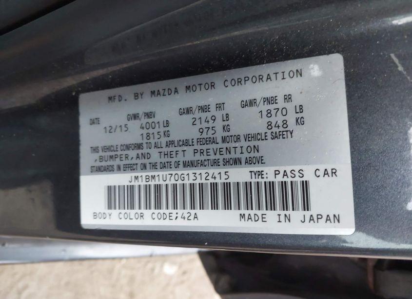 Photo 9 of 2016 Mazda Mazda3 I SPORT (VIN JM1BM1U70G1312415)