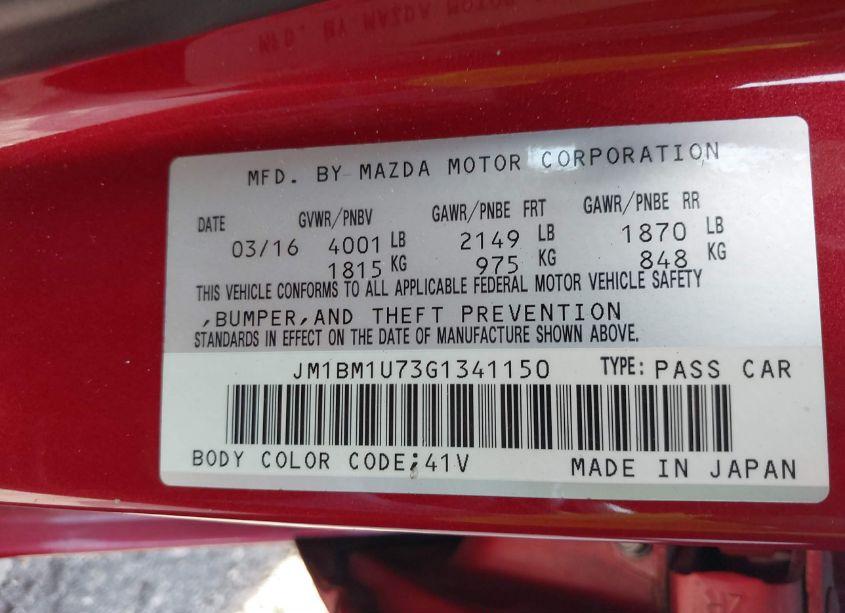 Photo 9 of 2016 Mazda Mazda3 I SPORT (VIN JM1BM1U73G1341150)