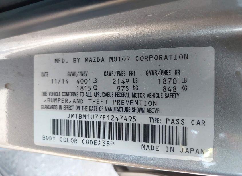 Photo 9 of 2015 Mazda Mazda3 I SPORT (VIN JM1BM1U77F1247495)