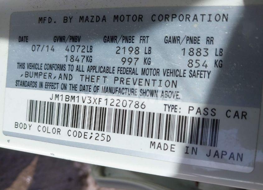 Photo 9 of 2015 Mazda Mazda3 S TOURING (VIN JM1BM1V3XF1220786)