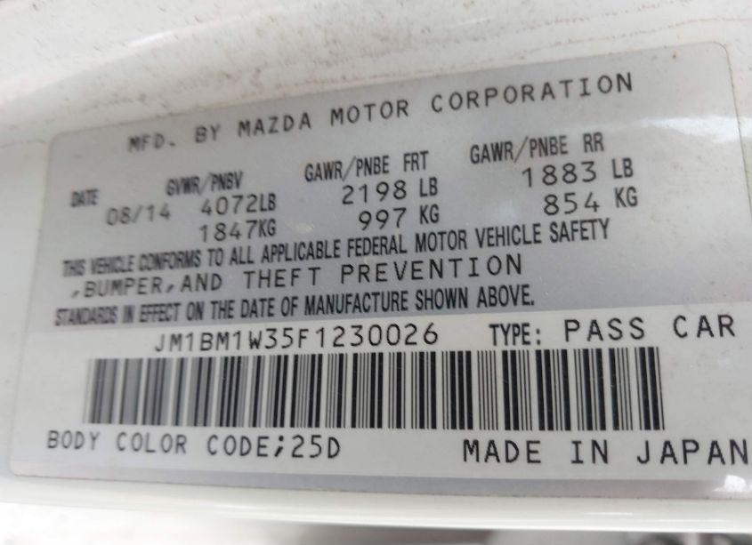 Photo 9 of 2015 Mazda Mazda3 S GRAND TOURING (VIN JM1BM1W35F1230026)