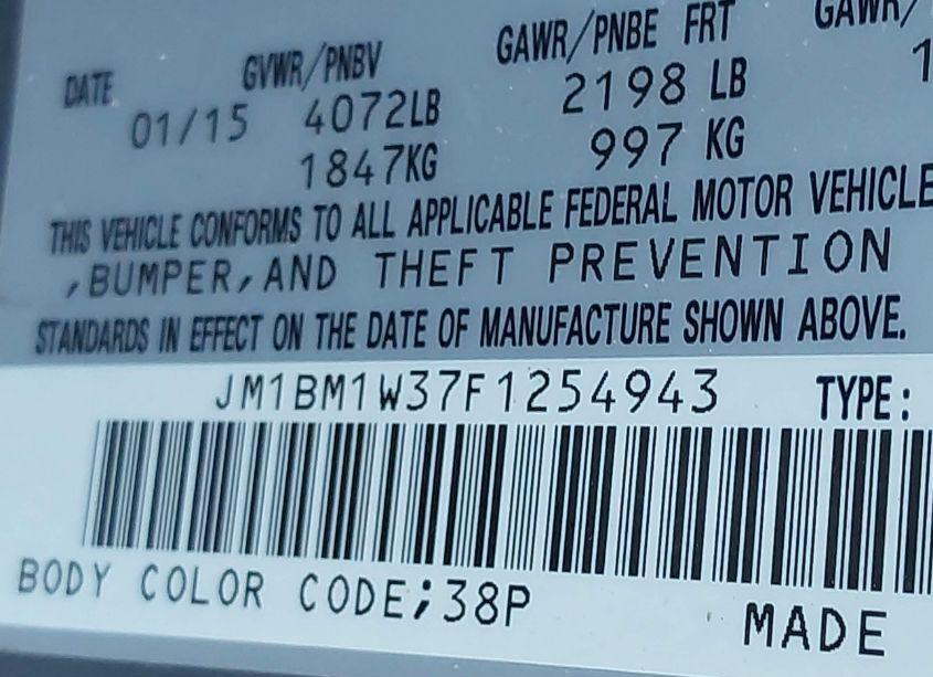 Photo 9 of 2015 Mazda Mazda3 S GRAND TOURING (VIN JM1BM1W37F1254943)