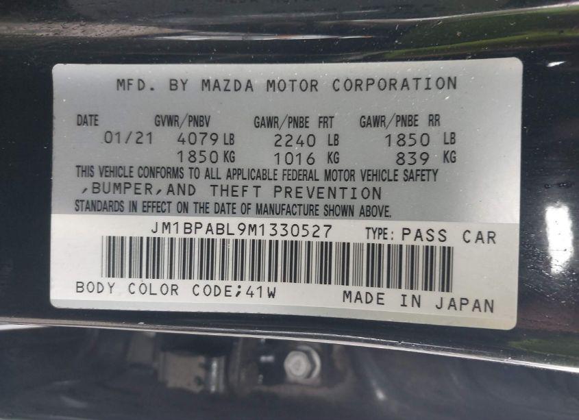 Photo 9 of 2021 Mazda Mazda3 SELECT (VIN JM1BPABL9M1330527)