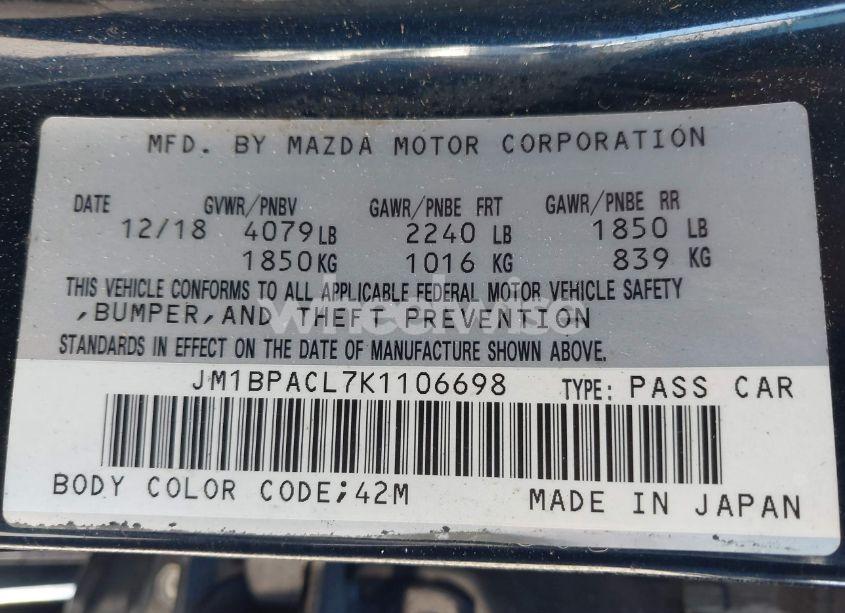 Photo 9 of 2019 Mazda Mazda3 SELECT PACKAGE (VIN JM1BPACL7K1106698)