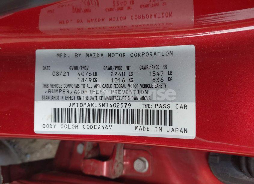 Photo 9 of 2021 Mazda Mazda3 SELECT (VIN JM1BPAKL5M1402579)