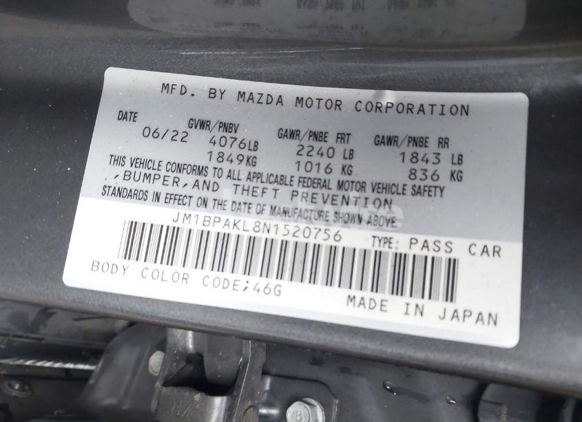 Photo 9 of 2022 Mazda Mazda3 SELECT (VIN JM1BPAKL8N1520756)