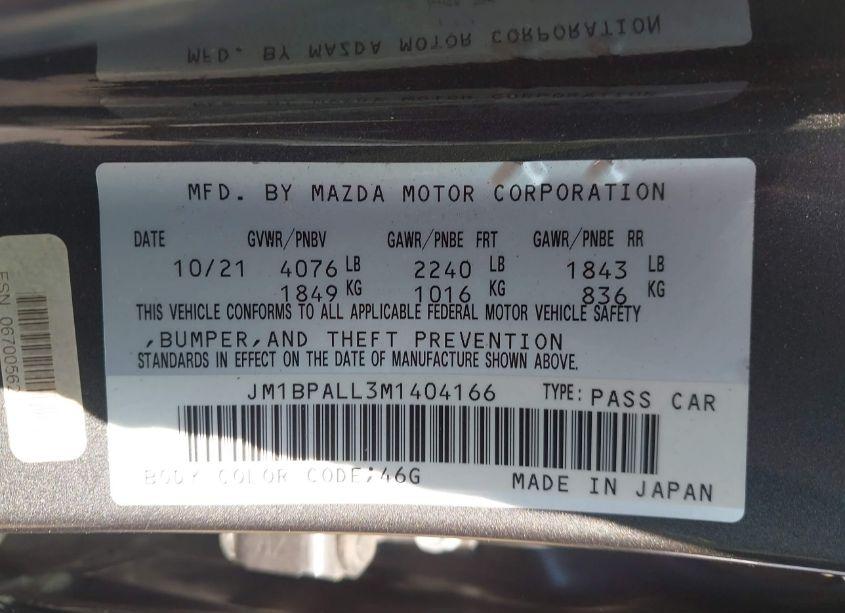 Photo 9 of 2021 Mazda Mazda3 PREFERRED (VIN JM1BPALL3M1404166)