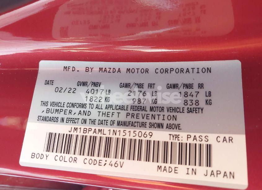 Photo 9 of 2022 Mazda Mazda3 PREMIUM (VIN JM1BPAML1N1515069)