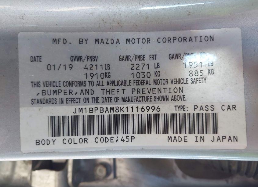 Photo 9 of 2019 Mazda Mazda3 SELECT PACKAGE (VIN JM1BPBAM8K1116996)