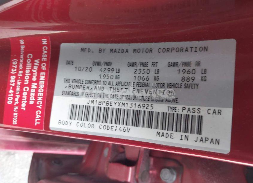 Photo 9 of 2021 Mazda Mazda3 (VIN JM1BPBEYXM1316925)