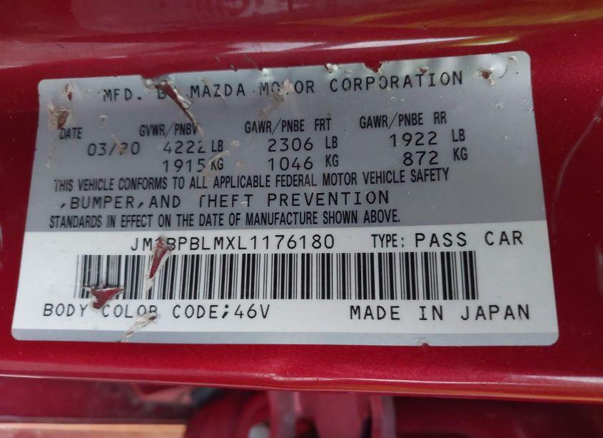 Photo 9 of 2020 Mazda Mazda3 (VIN JM1BPBLMXL1176180)