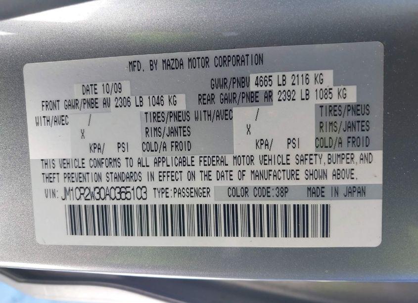 Photo 9 of 2010 Mazda Mazda5 SPORT (VIN JM1CR2W30A0365103)