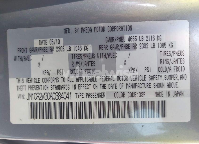 Photo 9 of 2010 Mazda Mazda5 SPORT (VIN JM1CR2W30A0384041)