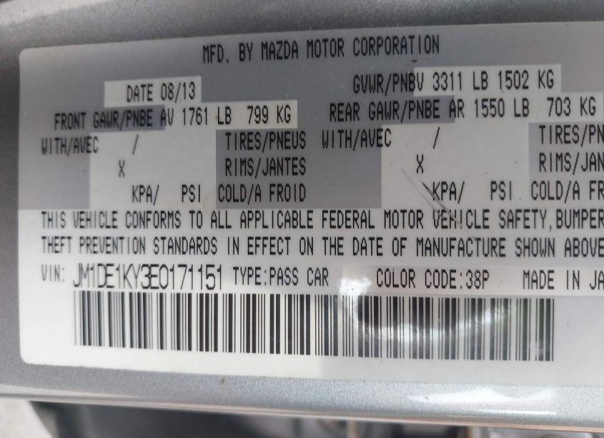 Photo 9 of 2014 Mazda Mazda2 SPORT (VIN JM1DE1KY3E0171151)