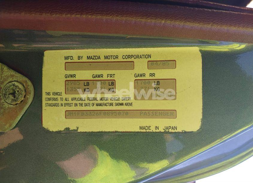 Photo 9 of 1985 Mazda Rx7 13B (VIN JM1FB3326F0895070)