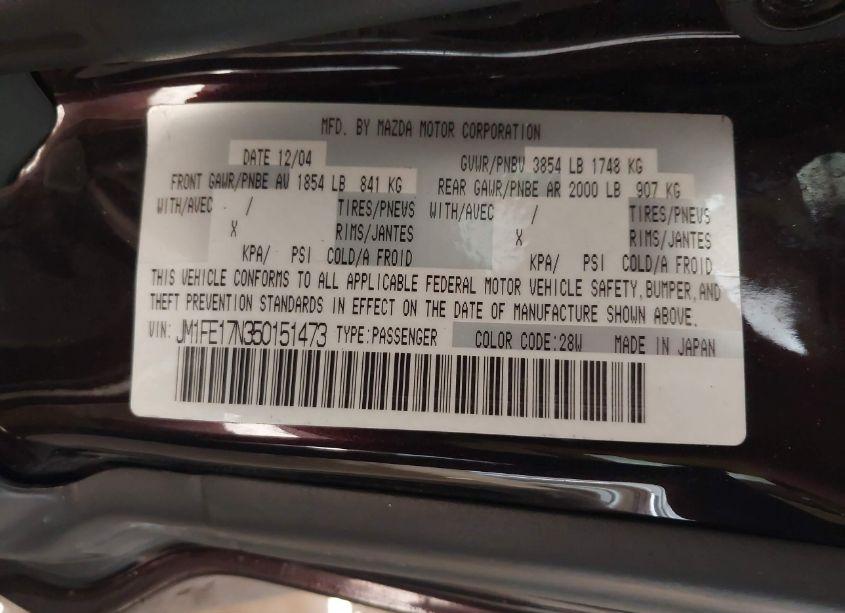 Photo 9 of 2005 Mazda Rx-8 SHINKA SPECIAL EDITION (VIN JM1FE17N350151473)
