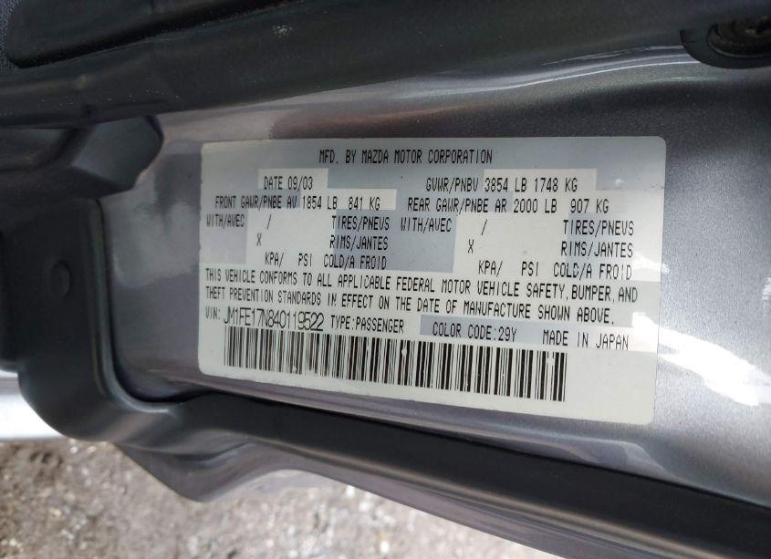 Photo 9 of 2004 Mazda Rx-8 SPORT AUTOMATIC (VIN JM1FE17N840119522)