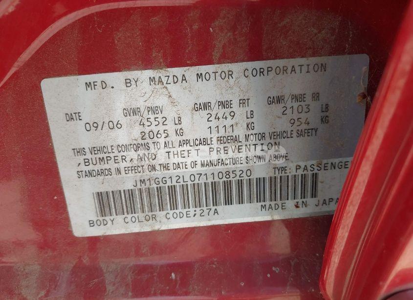Photo 9 of 2007 Mazda Mazdaspeed6 GRAND TOURING (VIN JM1GG12L071108520)