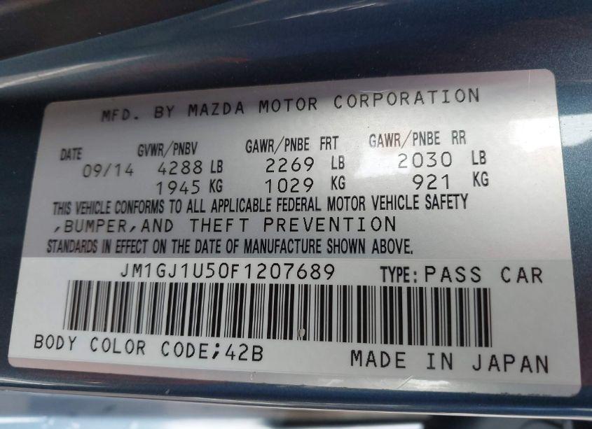 Photo 9 of 2015 Mazda Mazda6 I SPORT (VIN JM1GJ1U50F1207689)