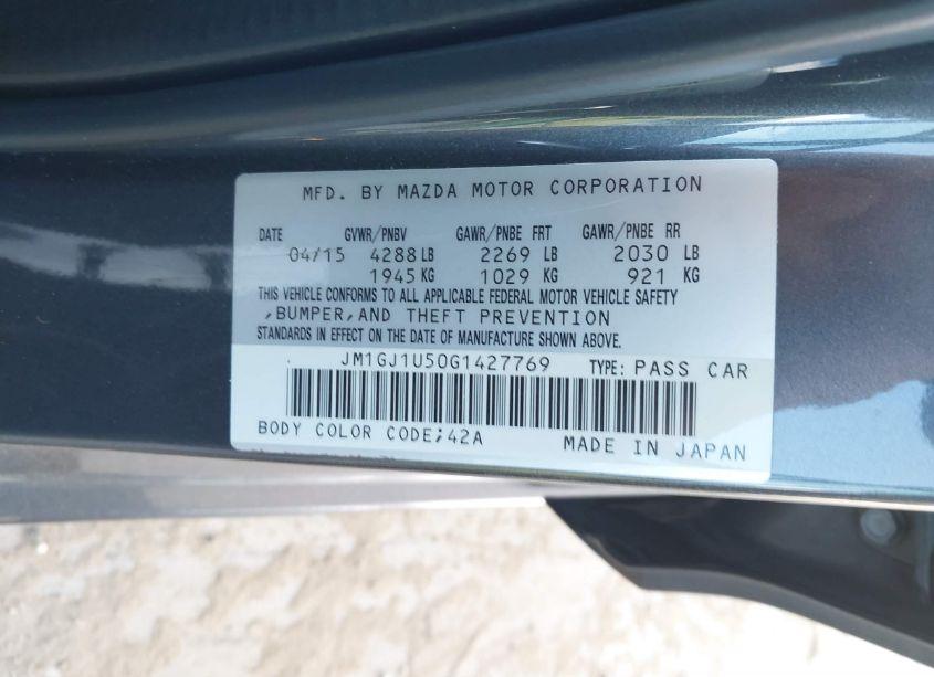 Photo 9 of 2016 Mazda Mazda6 I SPORT (VIN JM1GJ1U50G1427769)