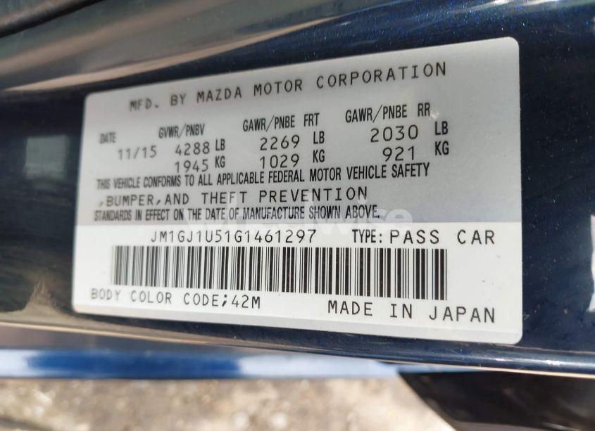 Photo 9 of 2016 Mazda Mazda6 I SPORT (VIN JM1GJ1U51G1461297)