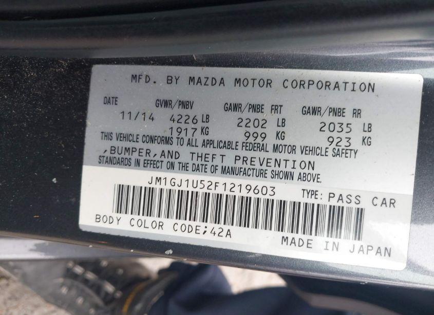 Photo 9 of 2015 Mazda Mazda6 I SPORT (VIN JM1GJ1U52F1219603)